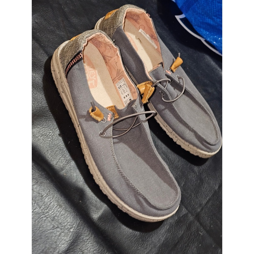 NWOT Hey Dude Womens Washed Canvas Charcoal Wendy Shoes 9